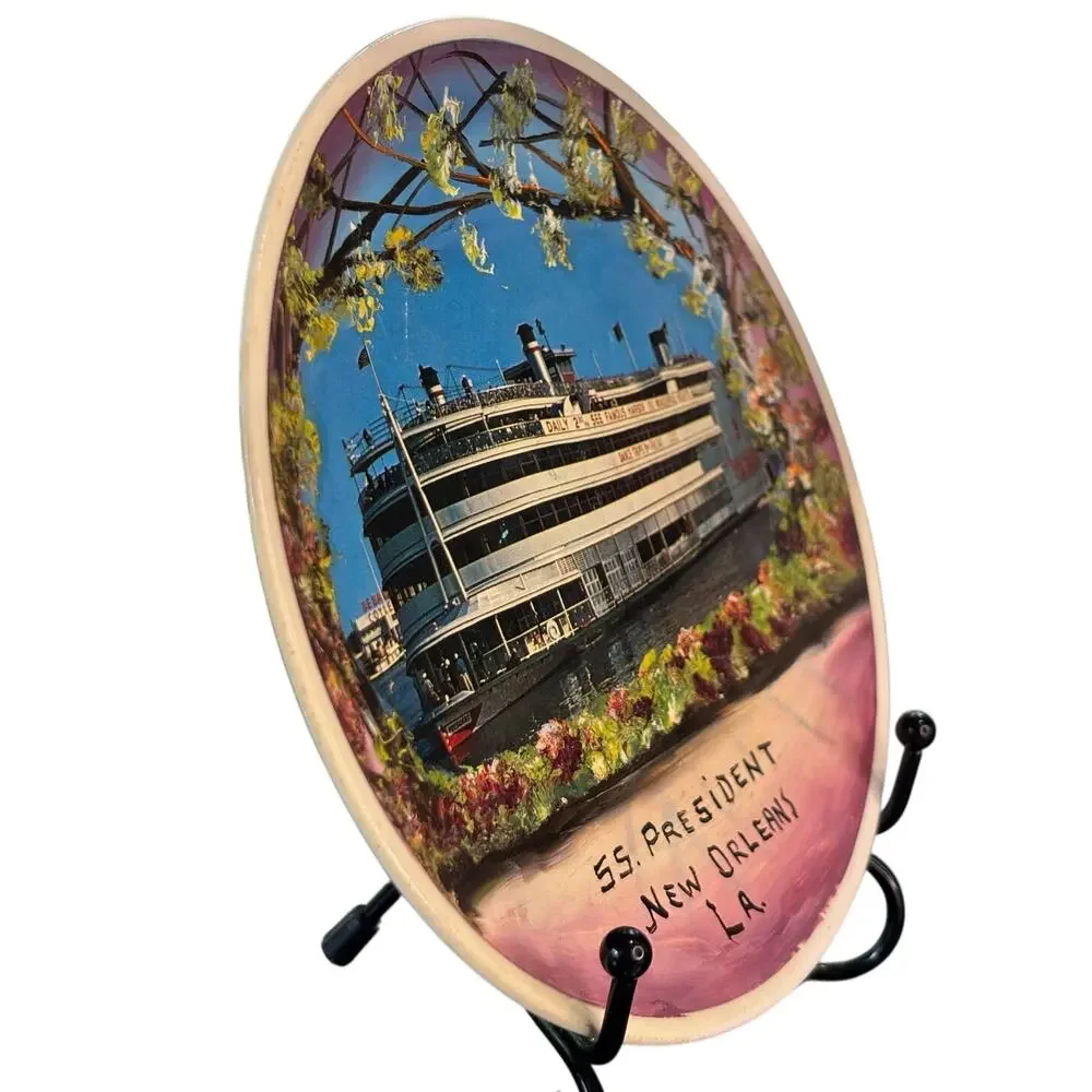 Vintage MCM River Boat New Orleans Louisiana, Collector/Souvenir Plate, Ceramic